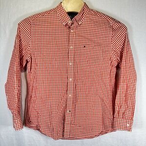 Tommy Hilfiger Men`s Classic Fit Button-Down Size L Orange Check Print Preppy